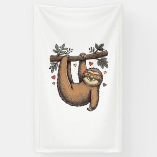 Vintage-Stich-Sloth-Herz-Regenbogen-Shirt-Design Banner