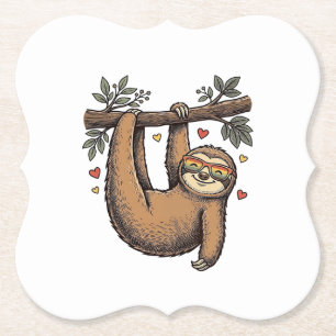Vintage-Stich Sloth Herz Regenbogen-Shirt-Design Untersetzer