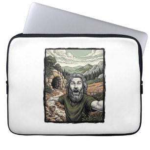 Vintage-Stich überraschte bärtige Porträt-Design Laptopschutzhülle