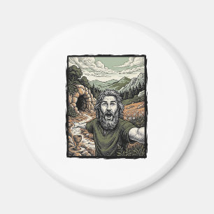 Vintage-Stich überraschte bärtige Porträt-Design Magnet
