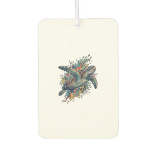 Vintage-Stichillustration Meeresschildkröte Splash Autolufterfrischer