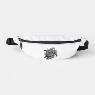 Vintage-Stichillustration Meeresschildkröte Splash Bauchtasche