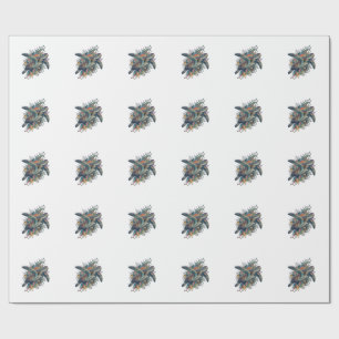 Vintage-Stichillustration Meeresschildkröte Splash Geschenkpapier