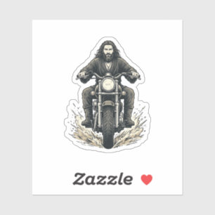 Vintage-Stichmotorradfahrer-Vektor-Design_1 Aufkleber