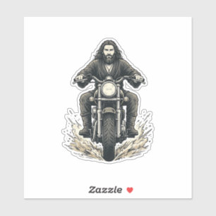 Vintage-Stichmotorradfahrer-Vektor-Design_1 Aufkleber