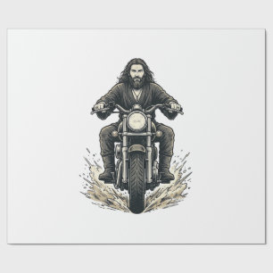 Vintage-Stichmotorradfahrer-Vektor-Design_1 Geschenkpapier