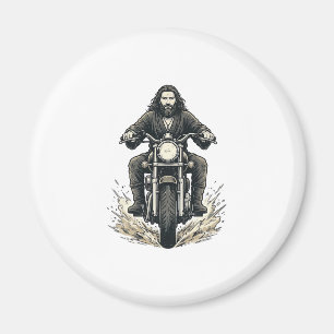 Vintage-Stichmotorradfahrer-Vektor-Design_1 Magnet