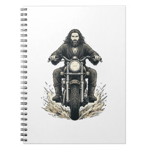 Vintage-Stichmotorradfahrer-Vektor-Design_1 Notizblock