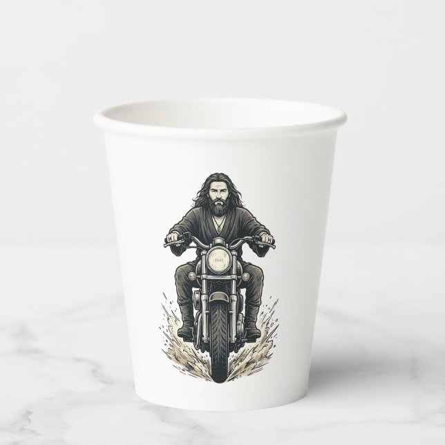 Vintage-Stichmotorradfahrer-Vektor-Design_1 Pappbecher (Vorderseite)