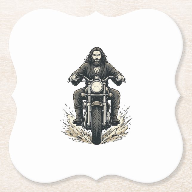 Vintage-Stichmotorradfahrer-Vektor-Design_1 Untersetzer (Vorderseite)