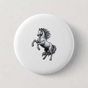 Vintage-Stichzeichnung Aufbäumendes Pferd Vektor-D Button