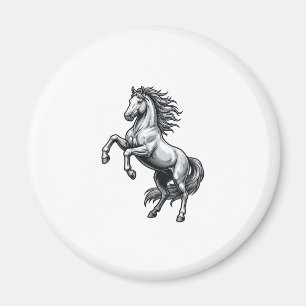 Vintage-Stichzeichnung Aufbäumendes Pferd Vektor-D Magnet