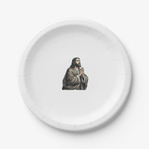 Vintage-Stichzeichnung betender Mann religiöses He Pappteller
