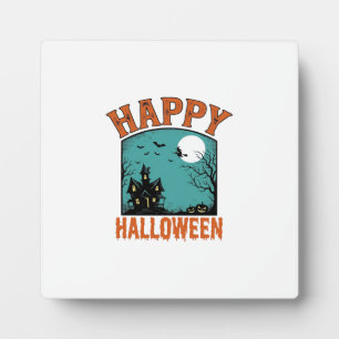 Vintage-Stichzeichnung Frohes Halloween Spukhaus D Fotoplatte