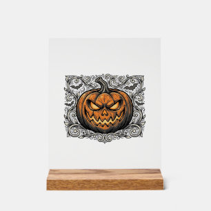 Vintage-Stichzeichnung Halloween-Kürbis-Shirt-Desi Acrylschild
