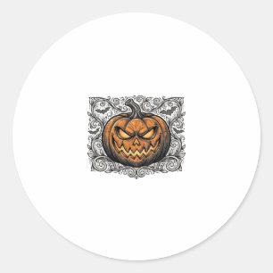 Vintage-Stichzeichnung Halloween-Kürbis-Shirt-Desi Runder Aufkleber