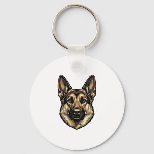 Vintage-Stichzeichnung Schäferhund Vektor-Design_1 Schlüsselanhänger