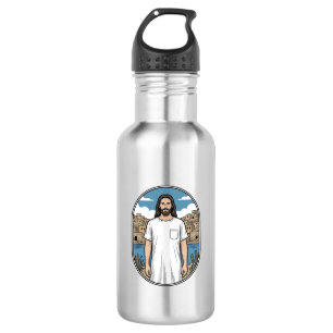 Vintage-Stichzeichnung Spirituelle Figur Szenische Edelstahlflasche