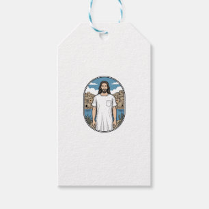 Vintage-Stichzeichnung Spirituelle Figur Szenische Geschenkanhänger