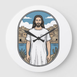 Vintage-Stichzeichnung Spirituelle Figur Szenische Große Wanduhr