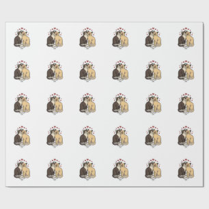 Vintage-Stichzeichnung Süßes Katzenpaar Liebesdesi Geschenkpapier
