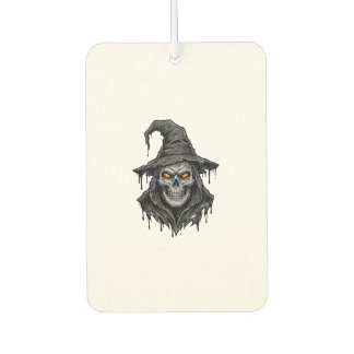 Vintage-Stichzeichnung Totenkopf Hexenhut Hallowee Autolufterfrischer