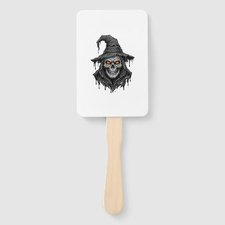 Vintage-Stichzeichnung Totenkopf Hexenhut Hallowee Fächer