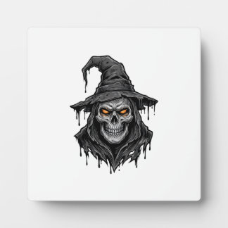 Vintage-Stichzeichnung Totenkopf Hexenhut Hallowee Fotoplatte