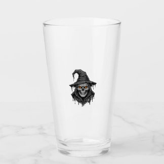 Vintage-Stichzeichnung Totenkopf Hexenhut Hallowee Glas
