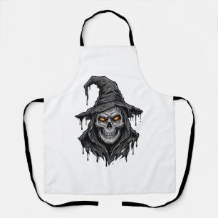 Vintage-Stichzeichnung Totenkopf Hexenhut Hallowee Schürze