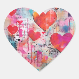 VINTAGE STICKER-LIEBE HÖREN Herz-Aufkleber