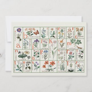 Vintage Stickerei-Alphabet-Muster | Wildblumen Dankeskarte