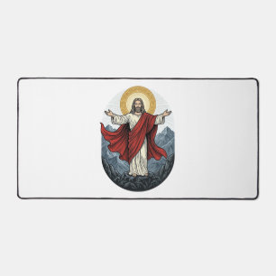 Vintage-Stickerei Jesus-Berg-Shirt Schreibtischunterlage