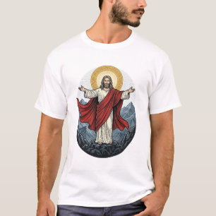 Vintage-Stickerei Jesus-Berg-Shirt T-Shirt