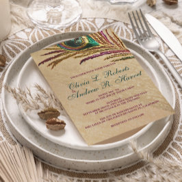 Vintage Stickerei Peacock Feather Wedites Einladun Einladung