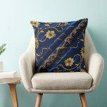 Vintage Stickerei sieht aus wie Blue Gold Blume Kissen<br><div class="desc">Vintage Stickerei aussehen Blue Gold Blume Muster strukturiert aussehen. Komfortabel ohne Juckreiz der echten Stickerei 😀</div>