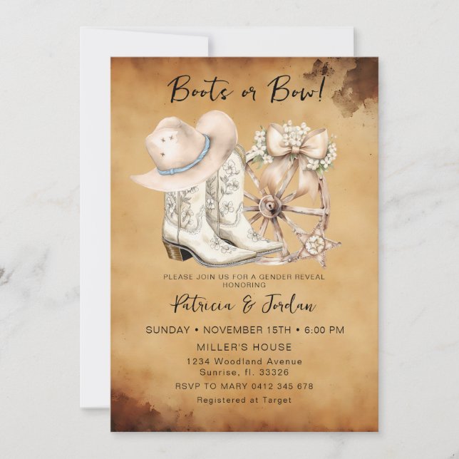 Vintage Stiefel für den Western bzw. Geschlechtsve Einladung (Vorderseite)