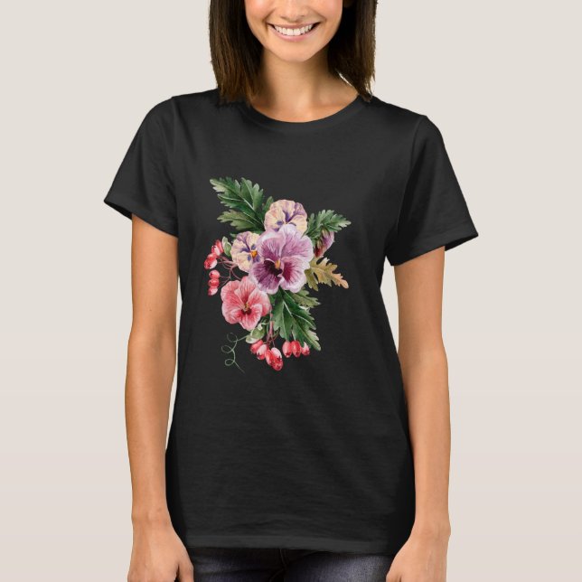 Vintage Stiefmütterchen Blumen Gartenarbeit Stiefm T-Shirt (Vorderseite)