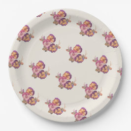Vintage Stiefmütterchen Blumen Papier Teller | Gar