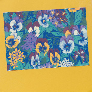 Vintage-Stiefmütterchen-Blumenmuster Blaues Cott Postkarte