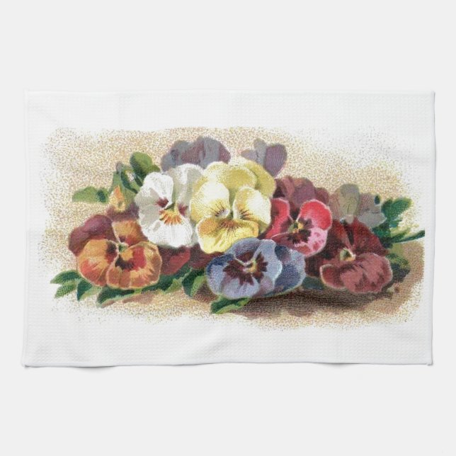 Vintage Stiefmütterchen-Küchen-Tücher Geschirrtuch (Horizontal)