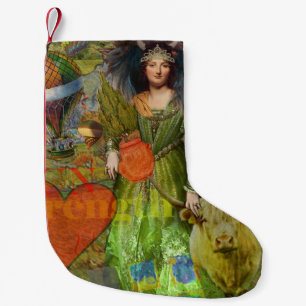 Vintage-Stier-Klassik-Frauenporträt-Gothic-Art Kleiner Weihnachtsstrumpf