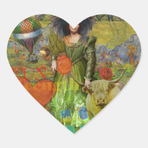 Vintage Stier-Klassiker Frauenporträt Gothic Art Herz-Aufkleber