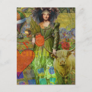 Vintage Stier-Klassiker Frauenporträt Gothic Art Postkarte