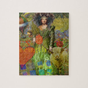 Vintage Stier Klassische Frauenporträt Gothic Art Puzzle