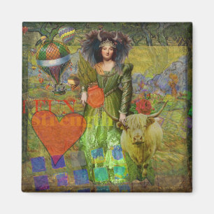 Vintage Stier Klassische Frauenporträt gothische K Magnet