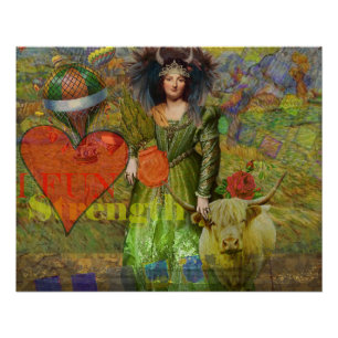 Vintage Stier Klassische Frauenporträt gothische K Poster