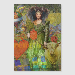 Vintage Stier Klassische Frauenporträt-Gotik-Kunst Magnetkarte