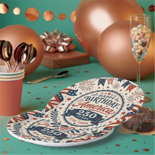 Vintage-Stil Alles Gute zum Geburtstag Amerika Pappteller