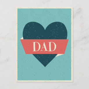 Vintage-Stil Blaues Herz Rotes Banner Postkarte